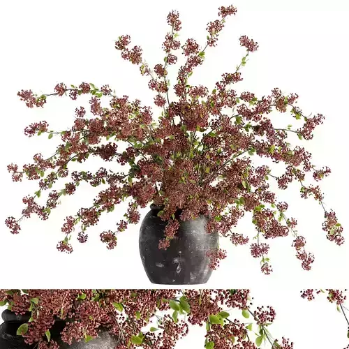 bouquet of red bulb fruits in a clay pot 32  3D model
