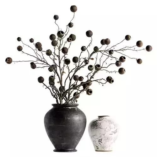 Bouquet of dried fruits and balls in a terracotta pot 33  3D model