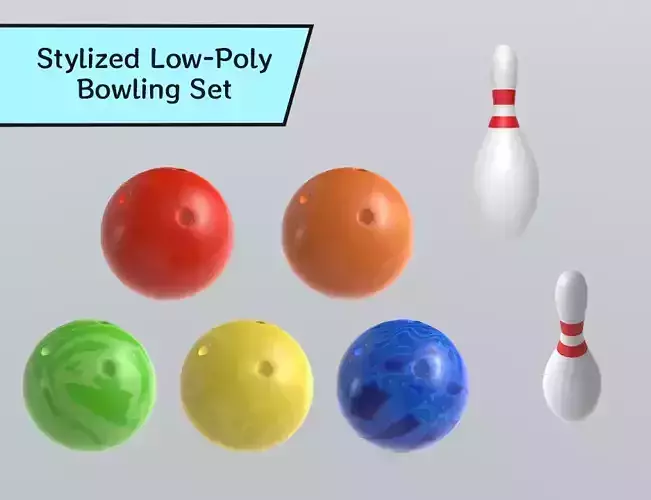 Stylized Low-Poly Bowling Set