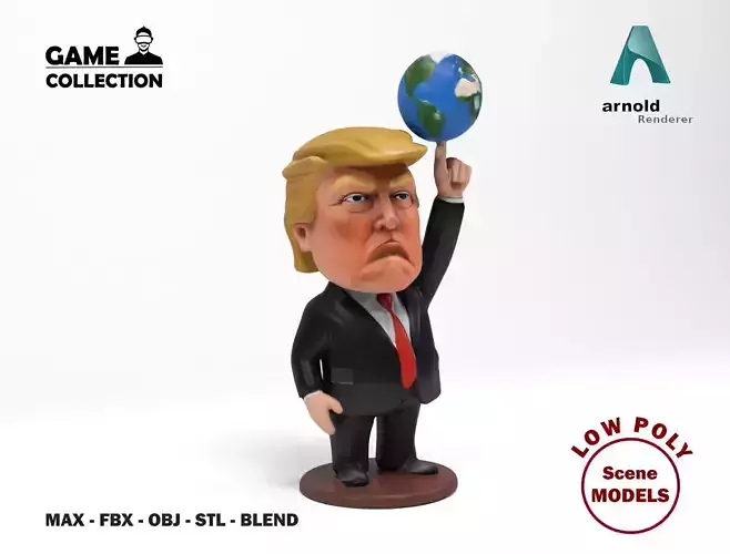 Donald Trump 3 Low-poly 3D model