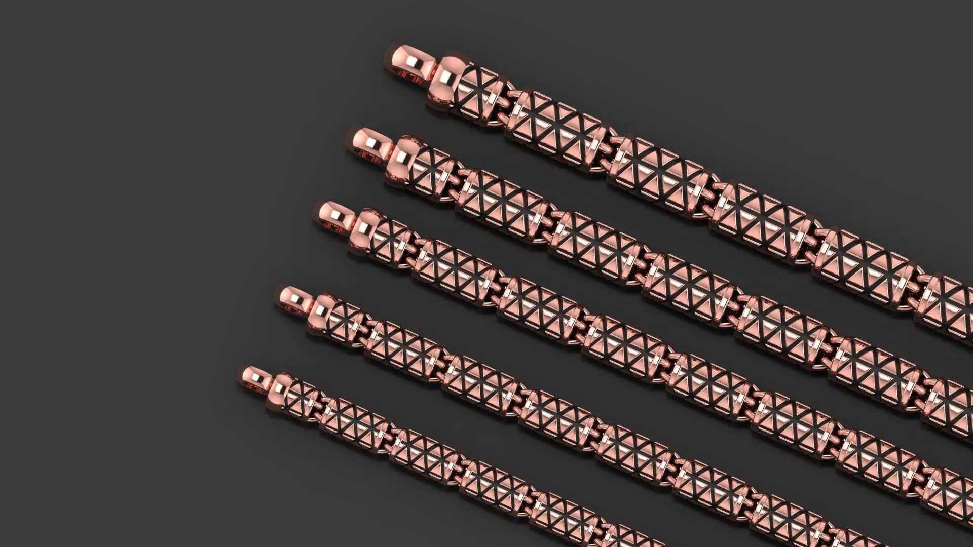 5 Size Top Selling chain with triangle patterns antique 3D Model Collection_0