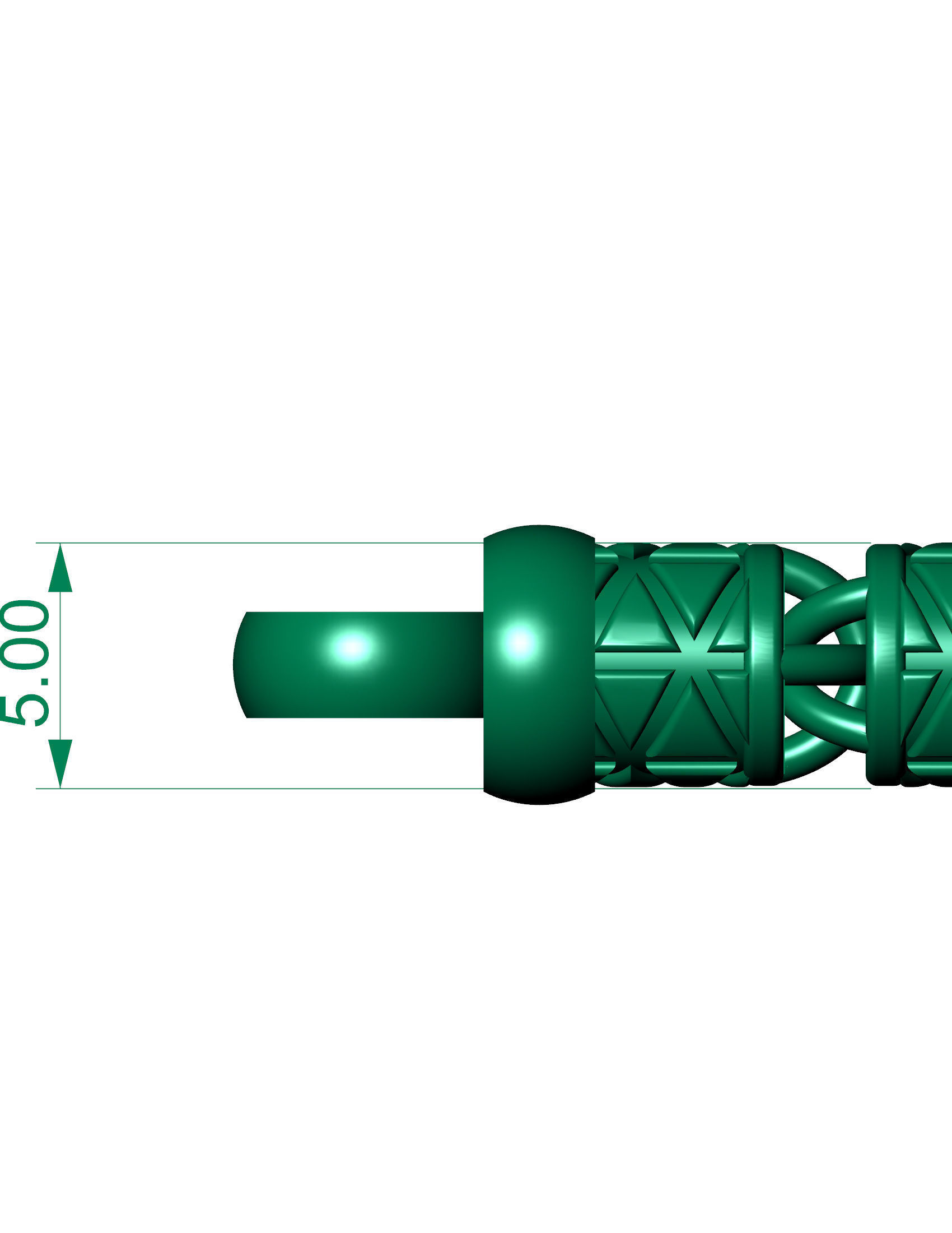 5 Size Top Selling chain with triangle patterns antique 3D Model Collection_2