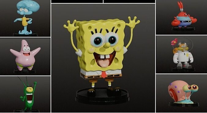 SPONGEBOB COLLECTION STL FILES AND Pre-support Lychee 3D print model