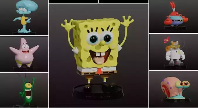 SPONGEBOB COLLECTION STL FILES AND Pre-support Lychee 3D print model