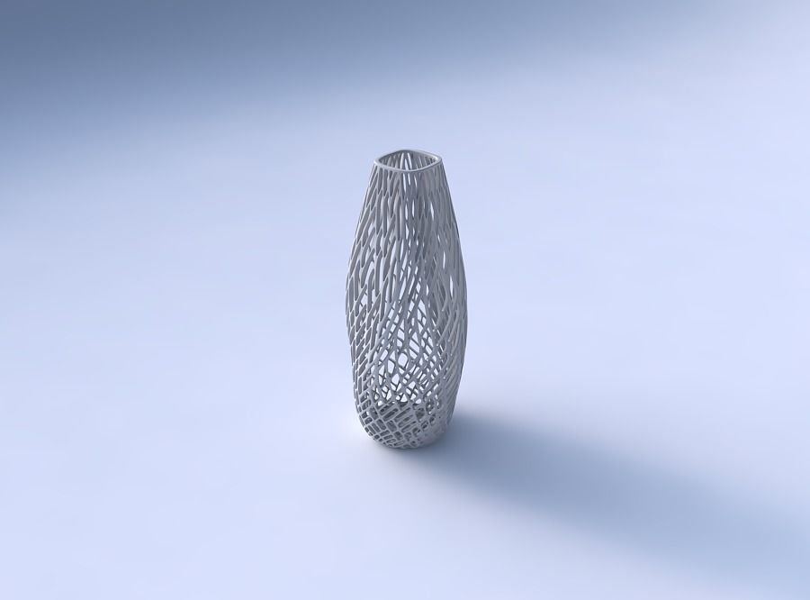 Narrow top vase helix with lattice tiles 3D print model_3