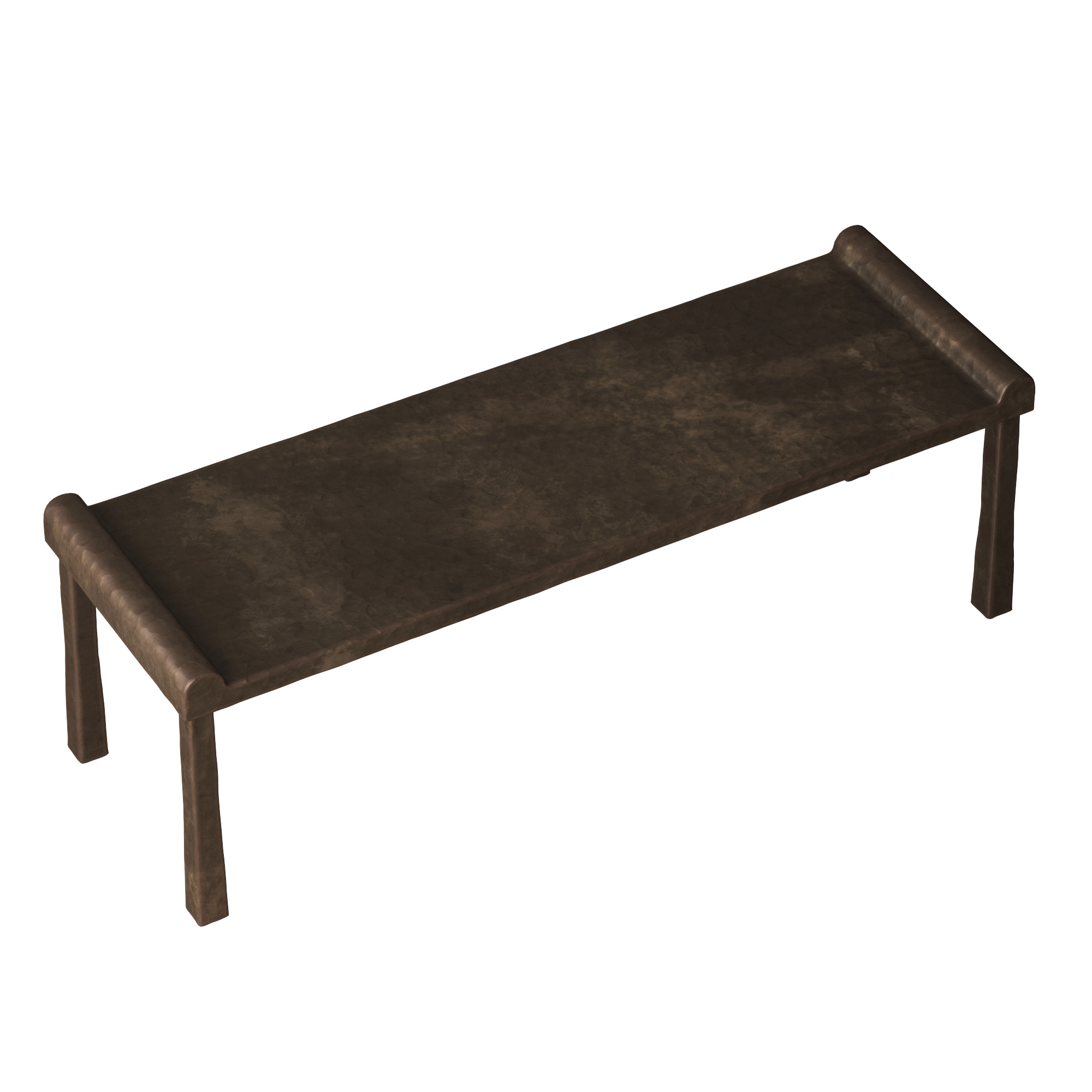 Hammered Metal Bench with Rolled Edges 3D model_3