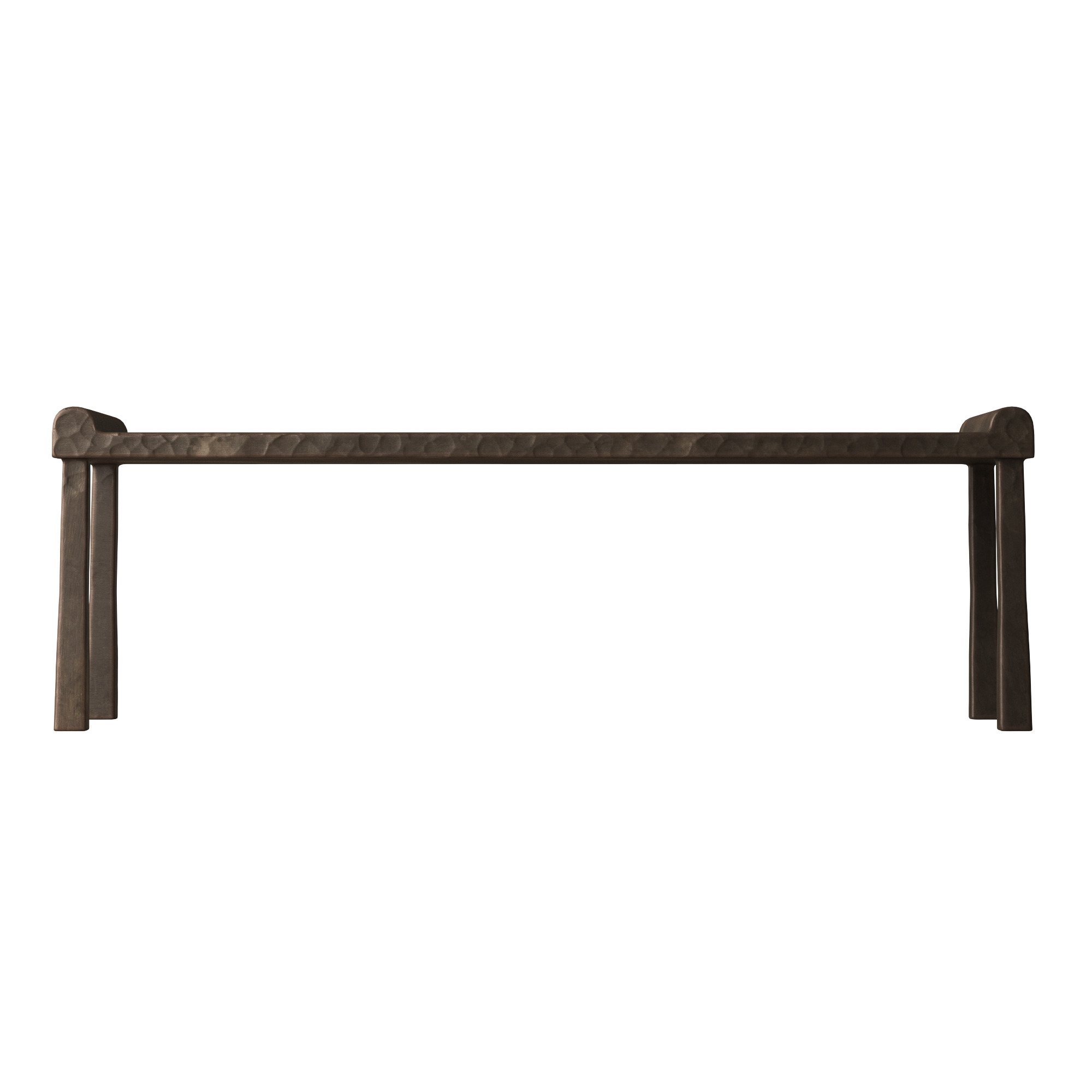 Hammered Metal Bench with Rolled Edges 3D model_2