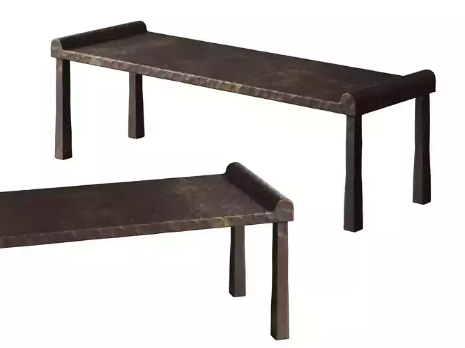Hammered Metal Bench with Rolled Edges