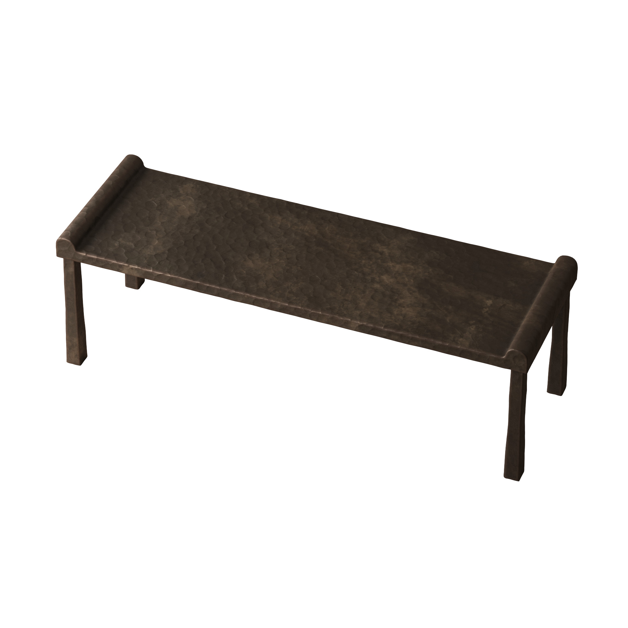 Hammered Metal Bench with Rolled Edges 3D model_5