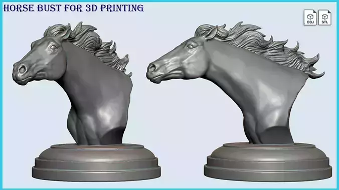 Running horse bust for 3D Printing 