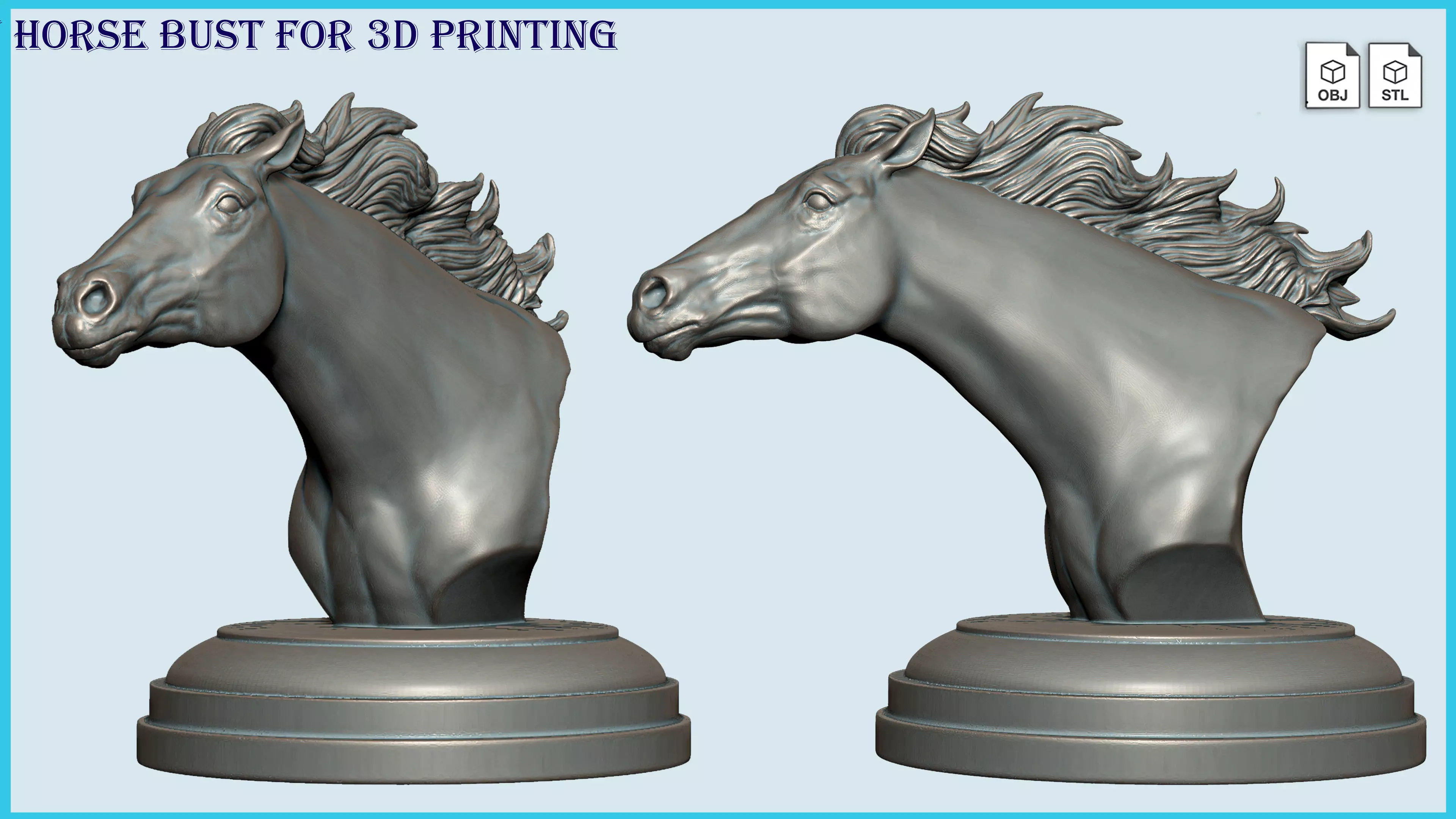 Running horse bust for 3D Printing Free 3D print model