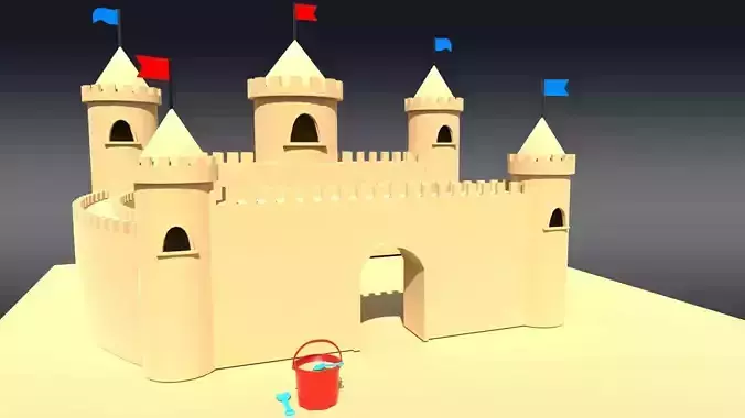 Low Poly Sand Castle Free low-poly 3D model