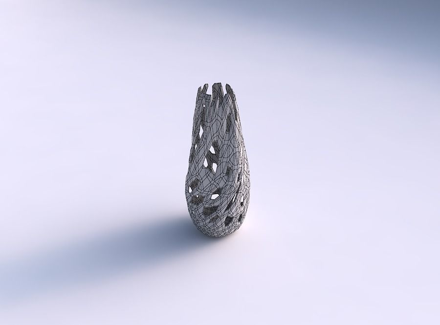 Narrow top vase helix with faceted cuts 3D print model_5