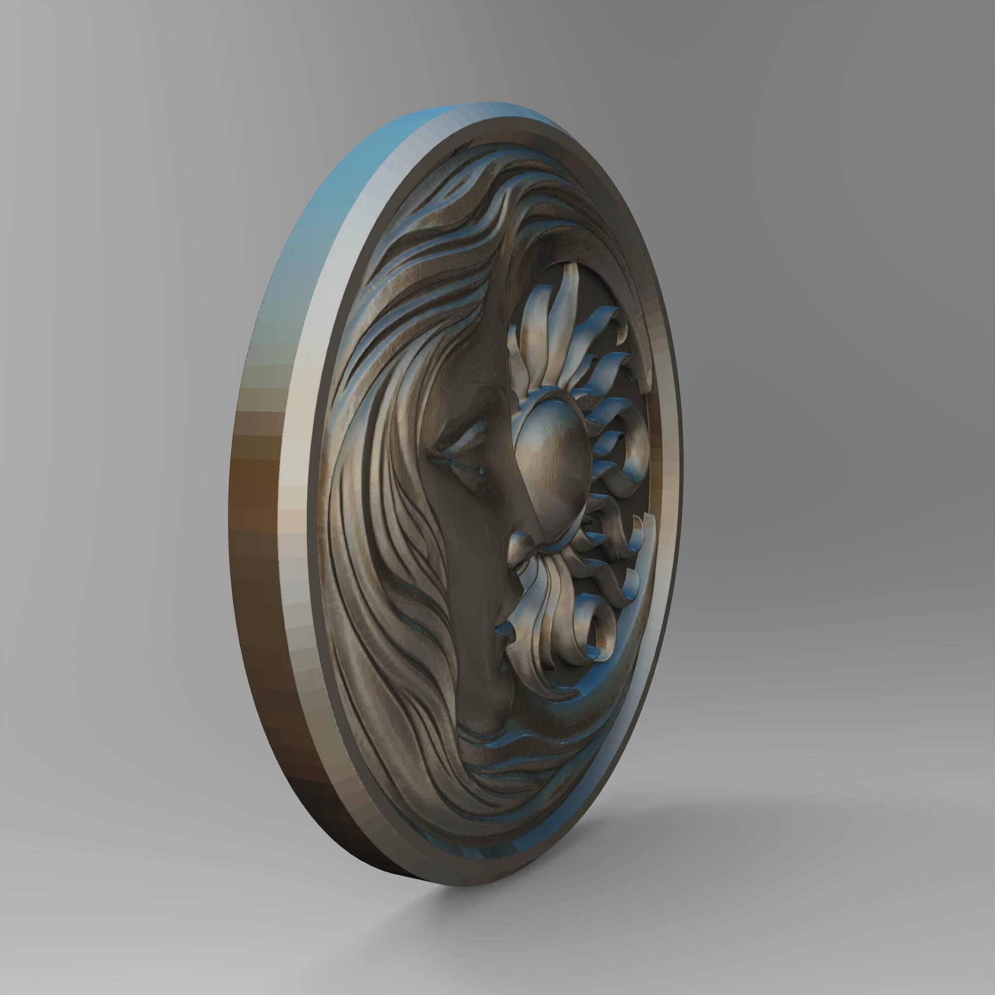 Sun and Moon Face Celestial Wall Art Boho Decor Relief Model 3D print model_6