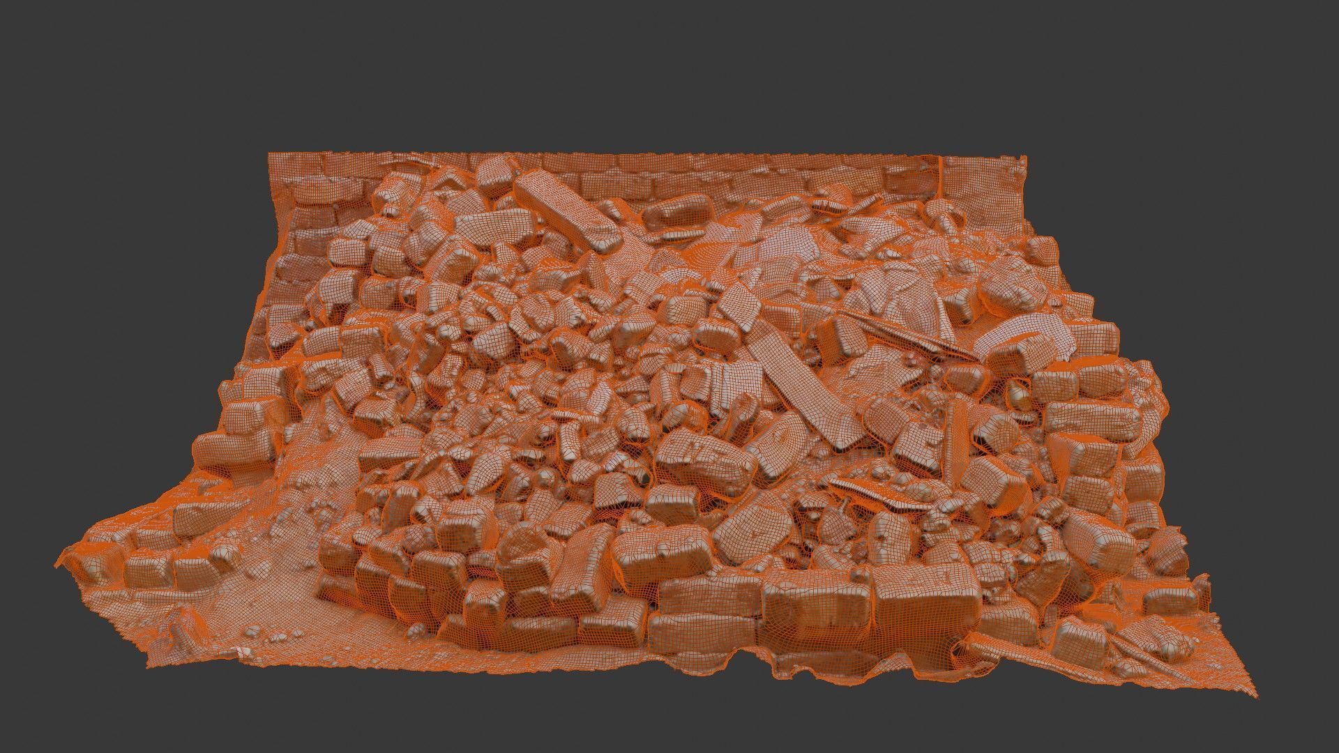 Brick Rubble Pile Scan Low-poly 3D model_1