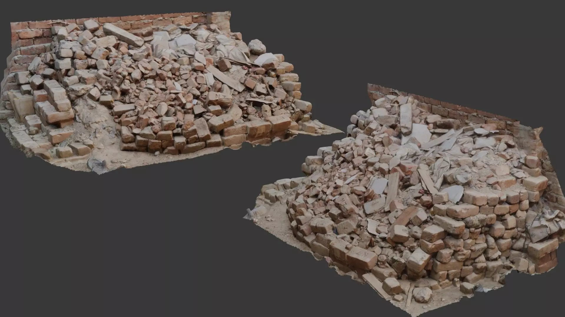 Brick Rubble Pile Scan Low-poly 3D model_0