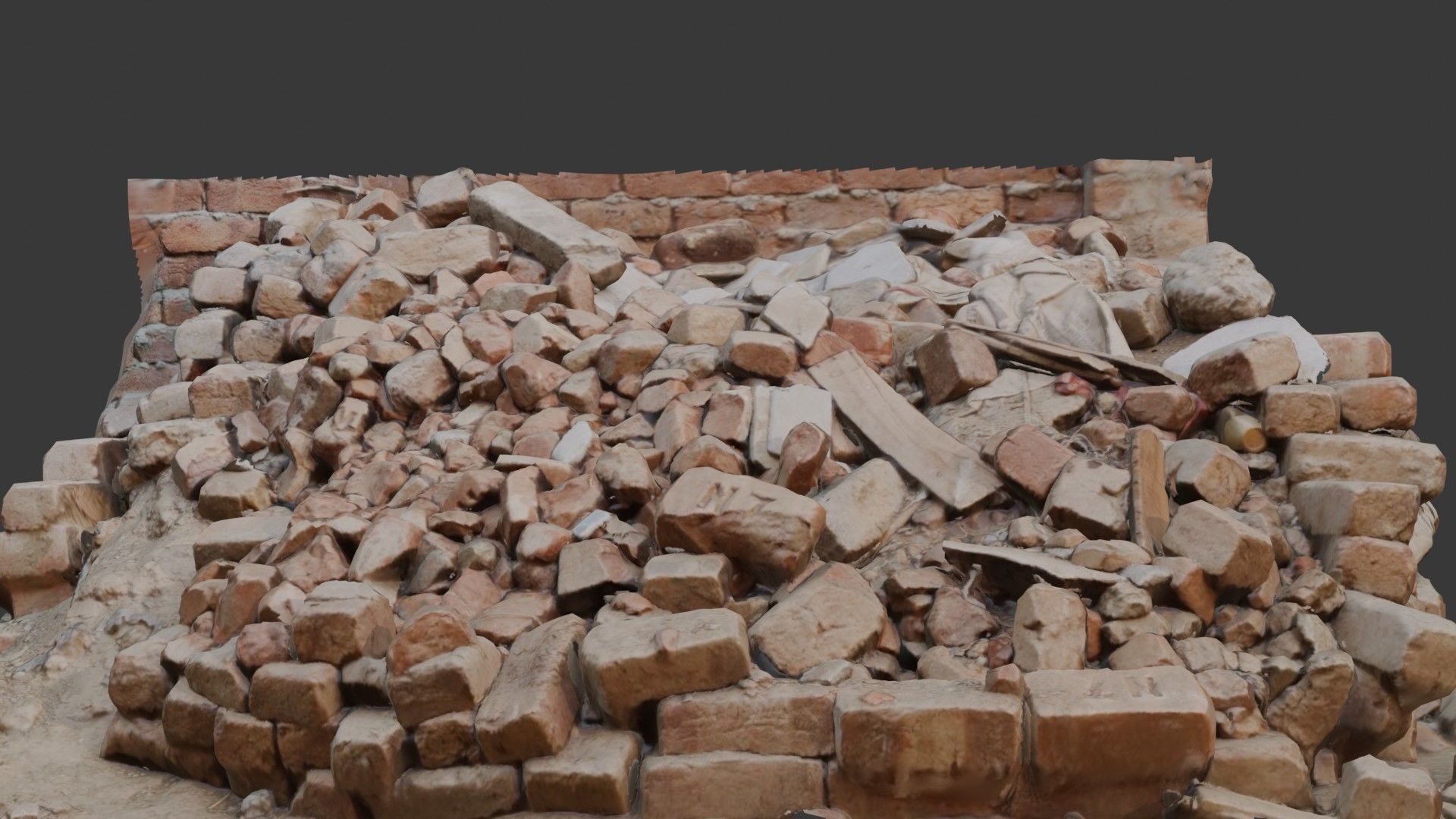 Brick Rubble Pile Scan Low-poly 3D model_7