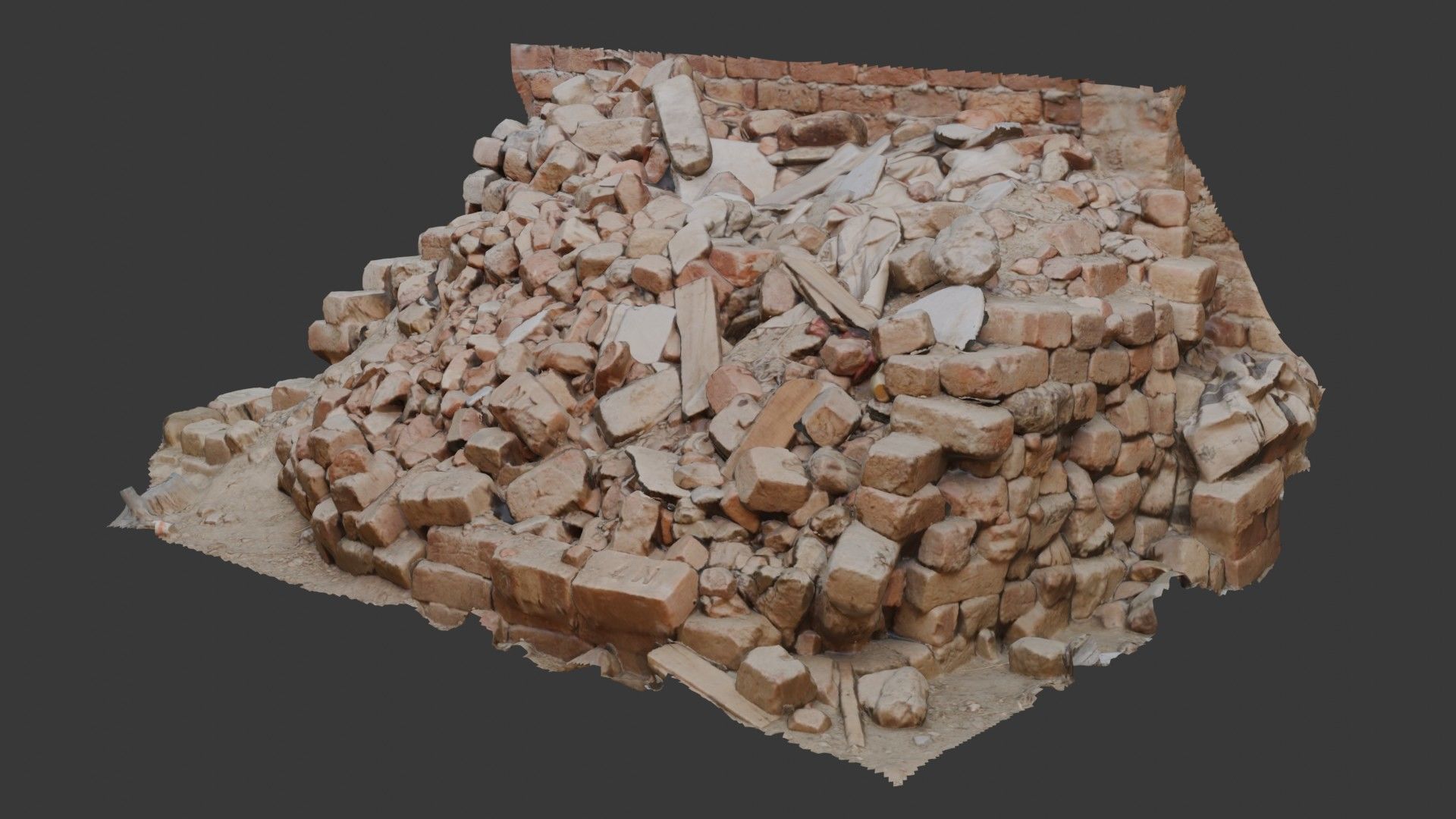 Brick Rubble Pile Scan Low-poly 3D model_2