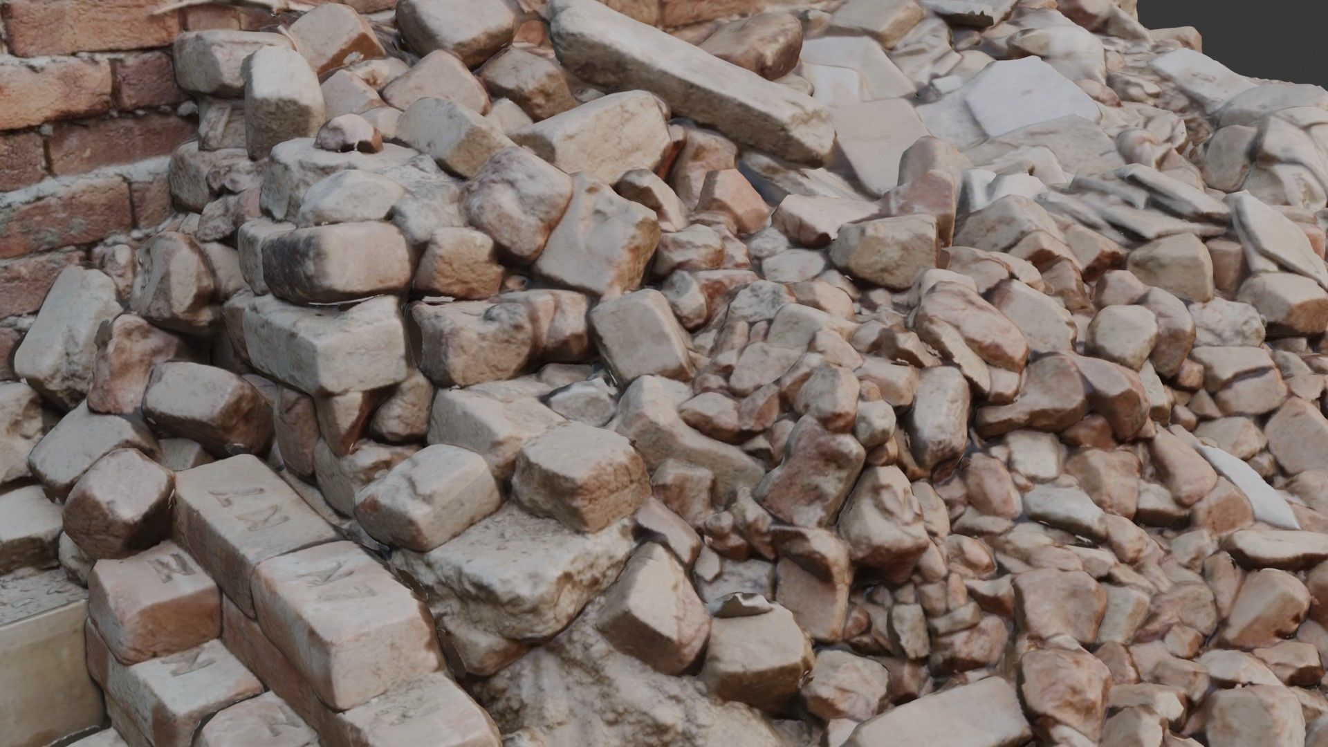 Brick Rubble Pile Scan Low-poly 3D model_4