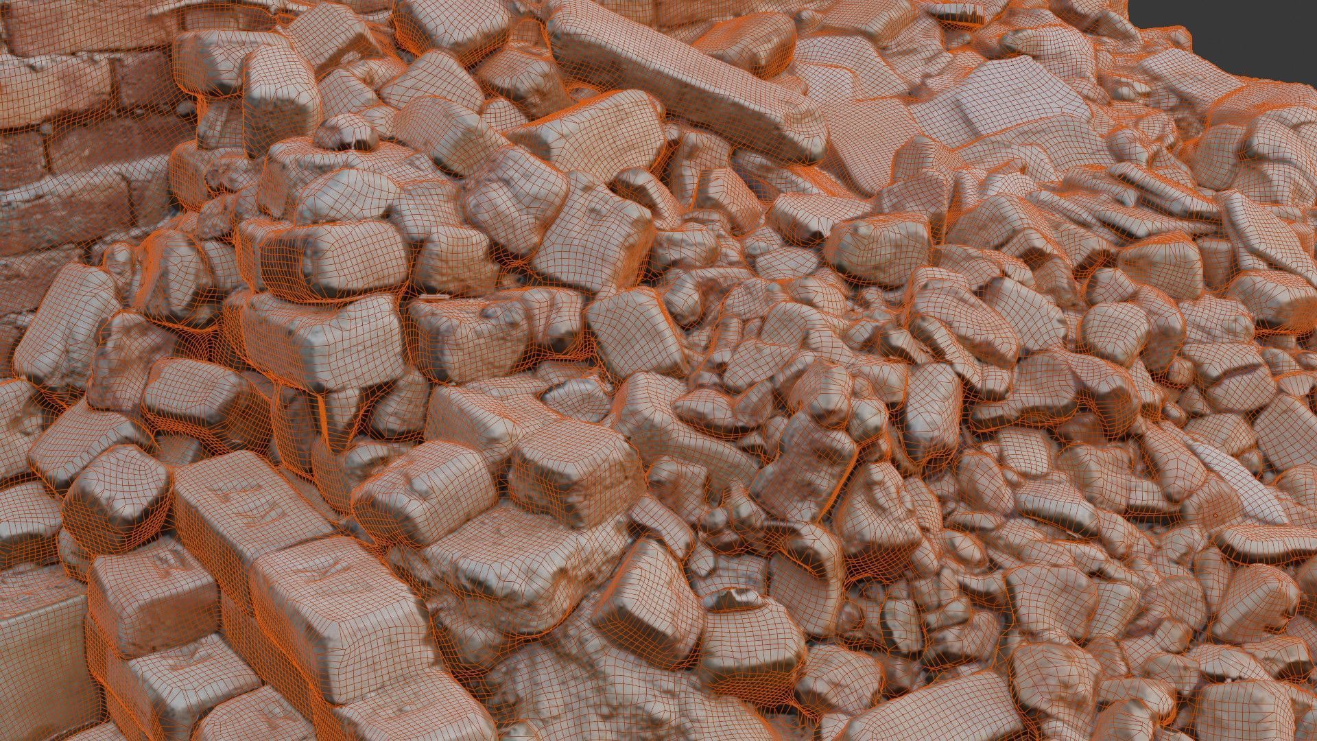Brick Rubble Pile Scan Low-poly 3D model_5