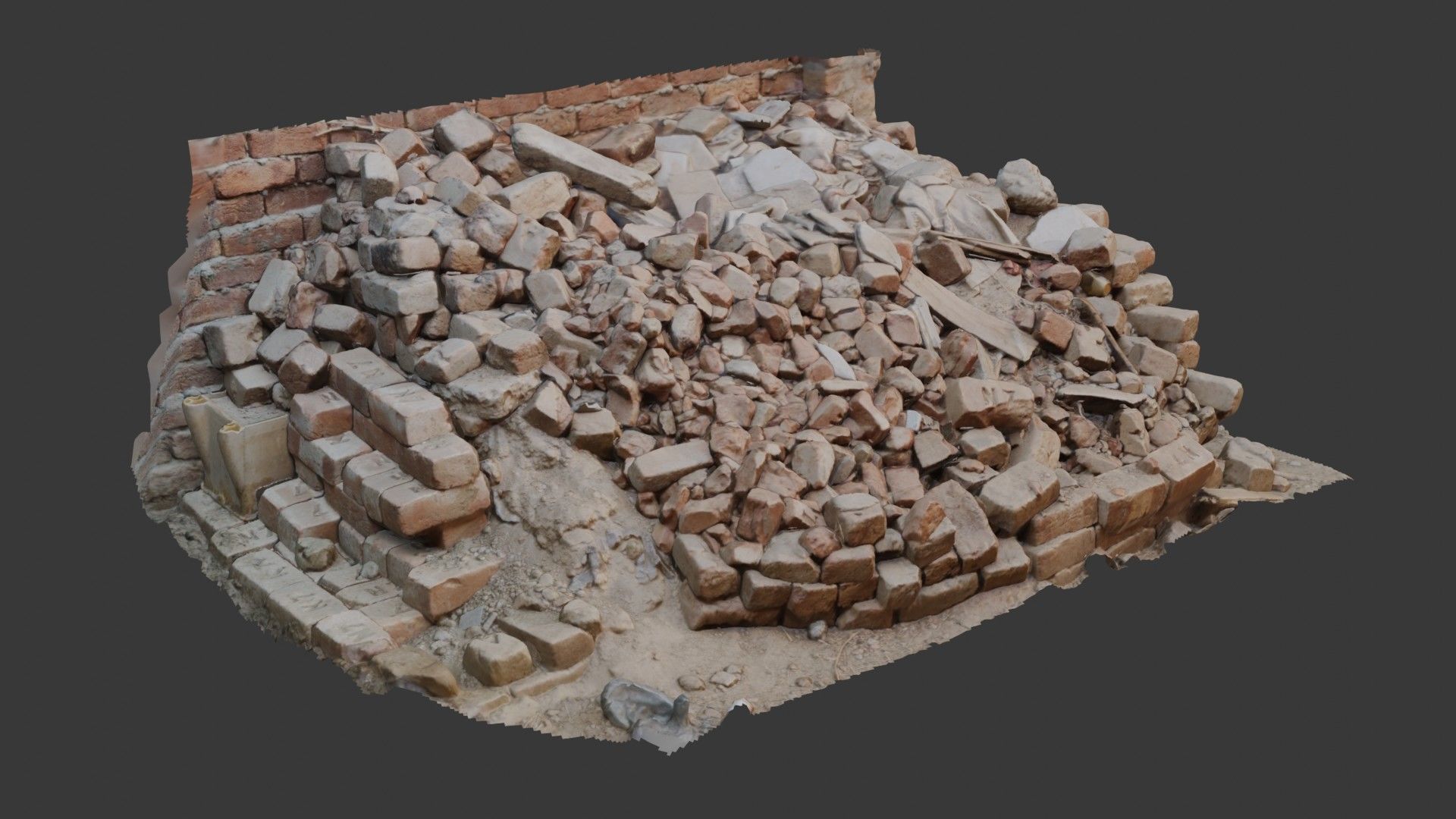 Brick Rubble Pile Scan Low-poly 3D model_3