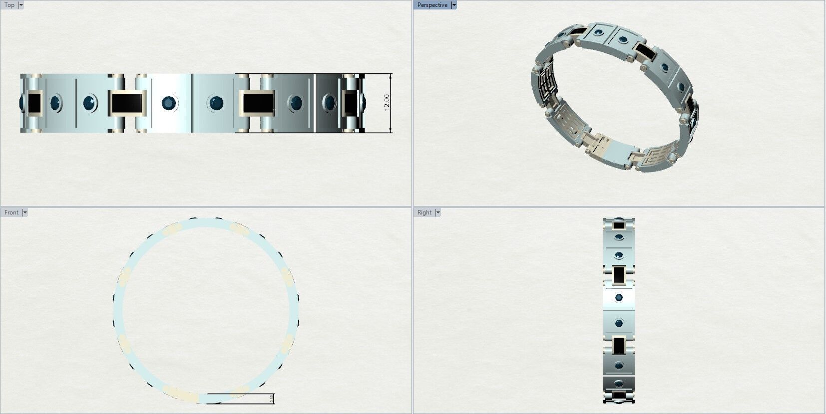 Diamond Enamel Bracelet 3D print model_7