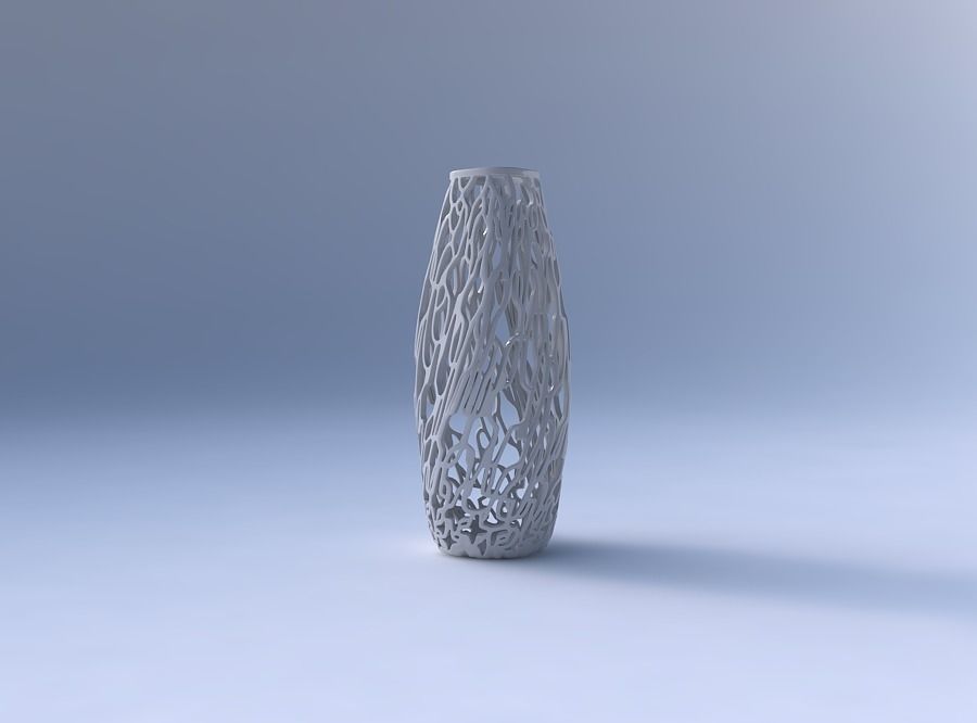 Narrow top vase helix with entangled lattice 3D print model_4
