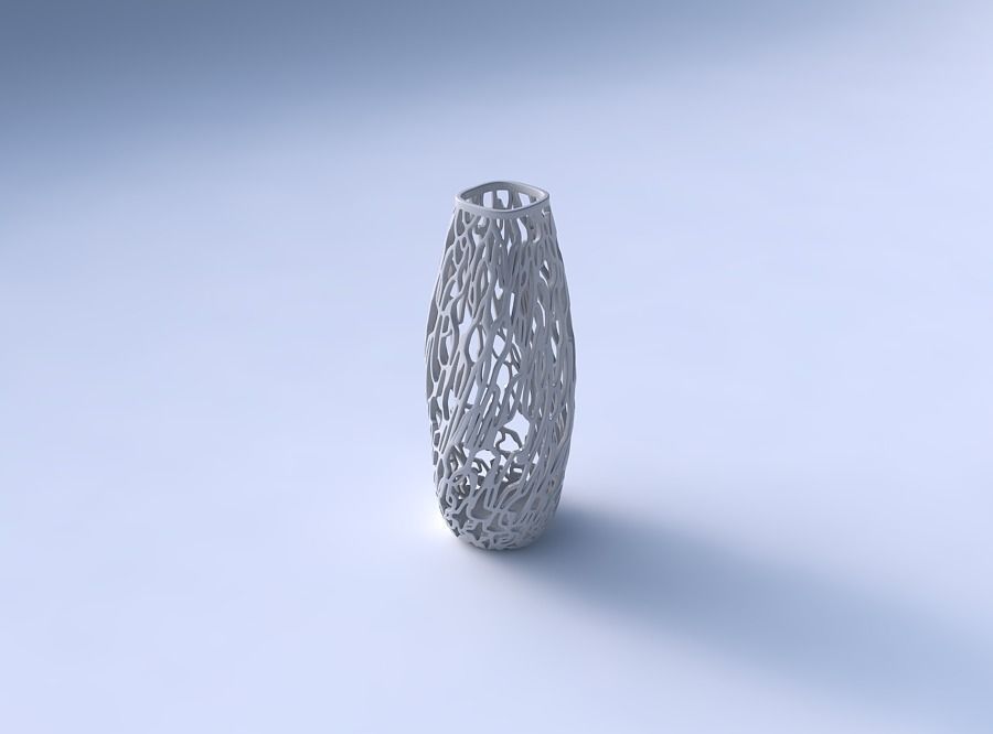 Narrow top vase helix with entangled lattice 3D print model_3
