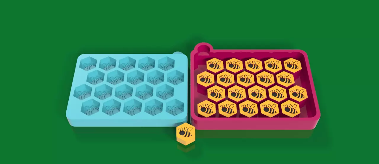 20 Cavity Bee Hexagon Versatile Mold Compact Cute Customizable 3D print model