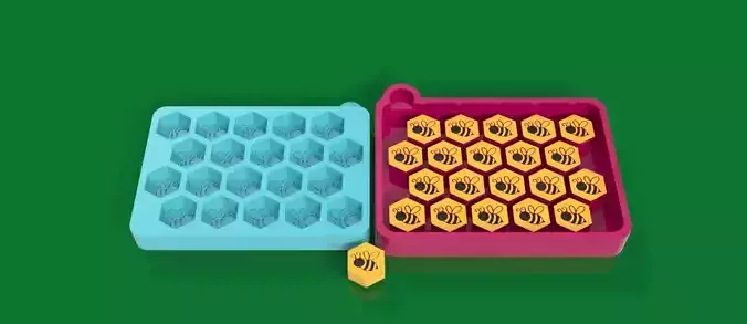 20 Cavity Bee Hexagon Versatile Mold Compact Cute  Customizable 3D print model