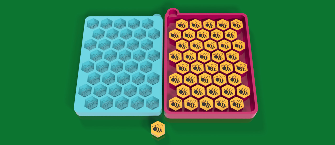 40 Cavity Bee Hexagon Versatile Mold Detailed Efficient 3D print model_1
