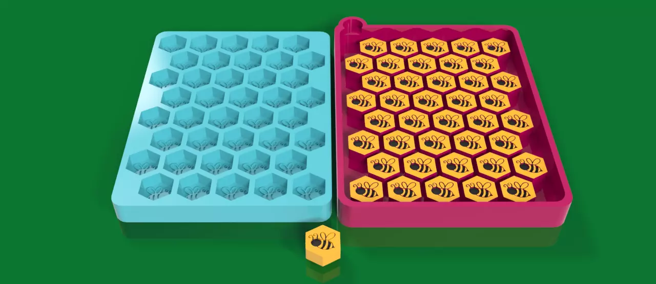 40 Cavity Bee Hexagon Versatile Mold Detailed Efficient 3D print model_0