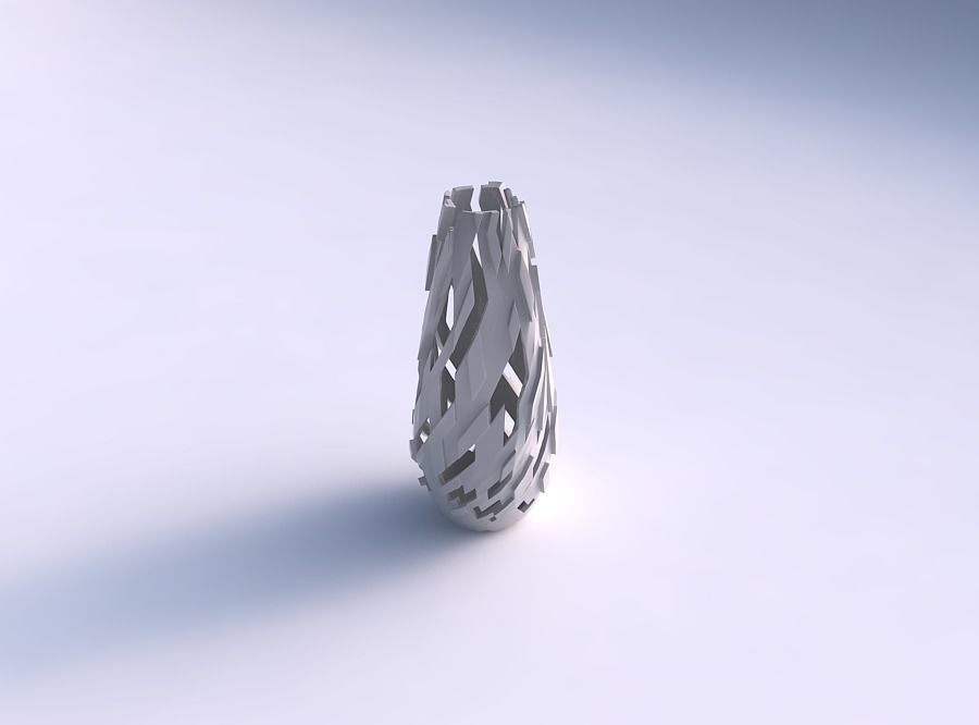 Narrow top vase helix with cuts and bulges 3D print model_0