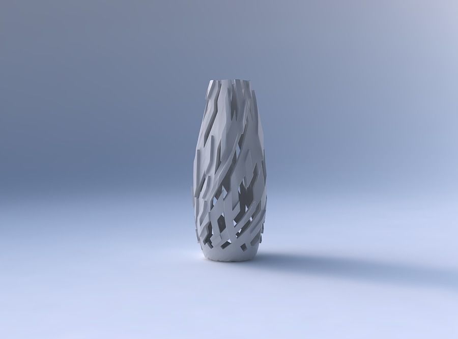 Narrow top vase helix with cuts and bulges 3D print model_4