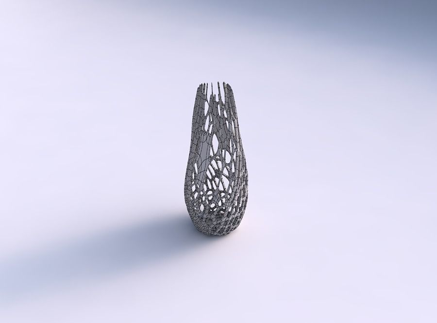 Narrow top vase helix with cracked organic lattice 2 3D print model_5