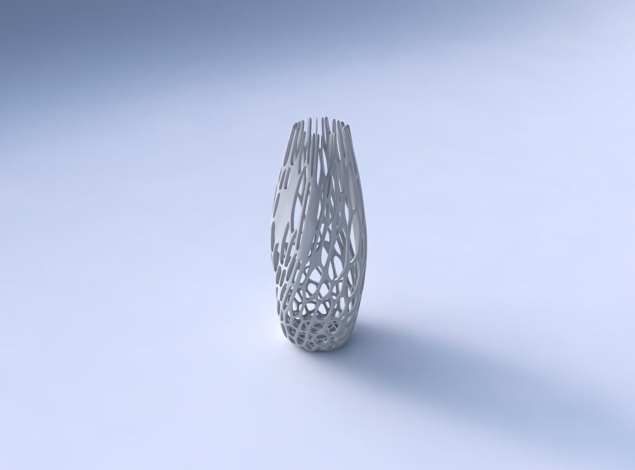 Narrow top vase helix with cracked organic lattice 2 3D print model_3