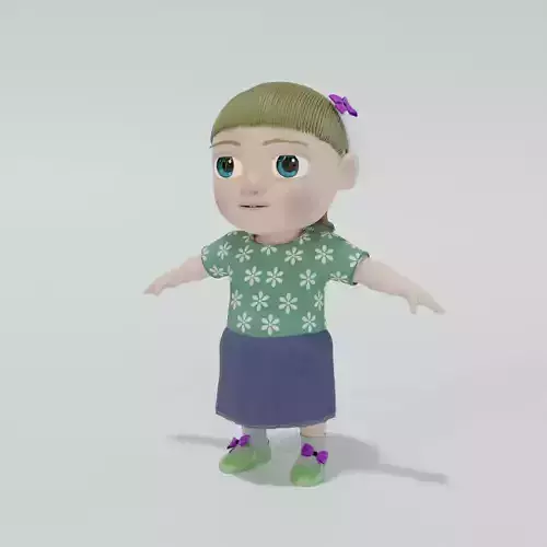 3D Girl Character Rigged Textured