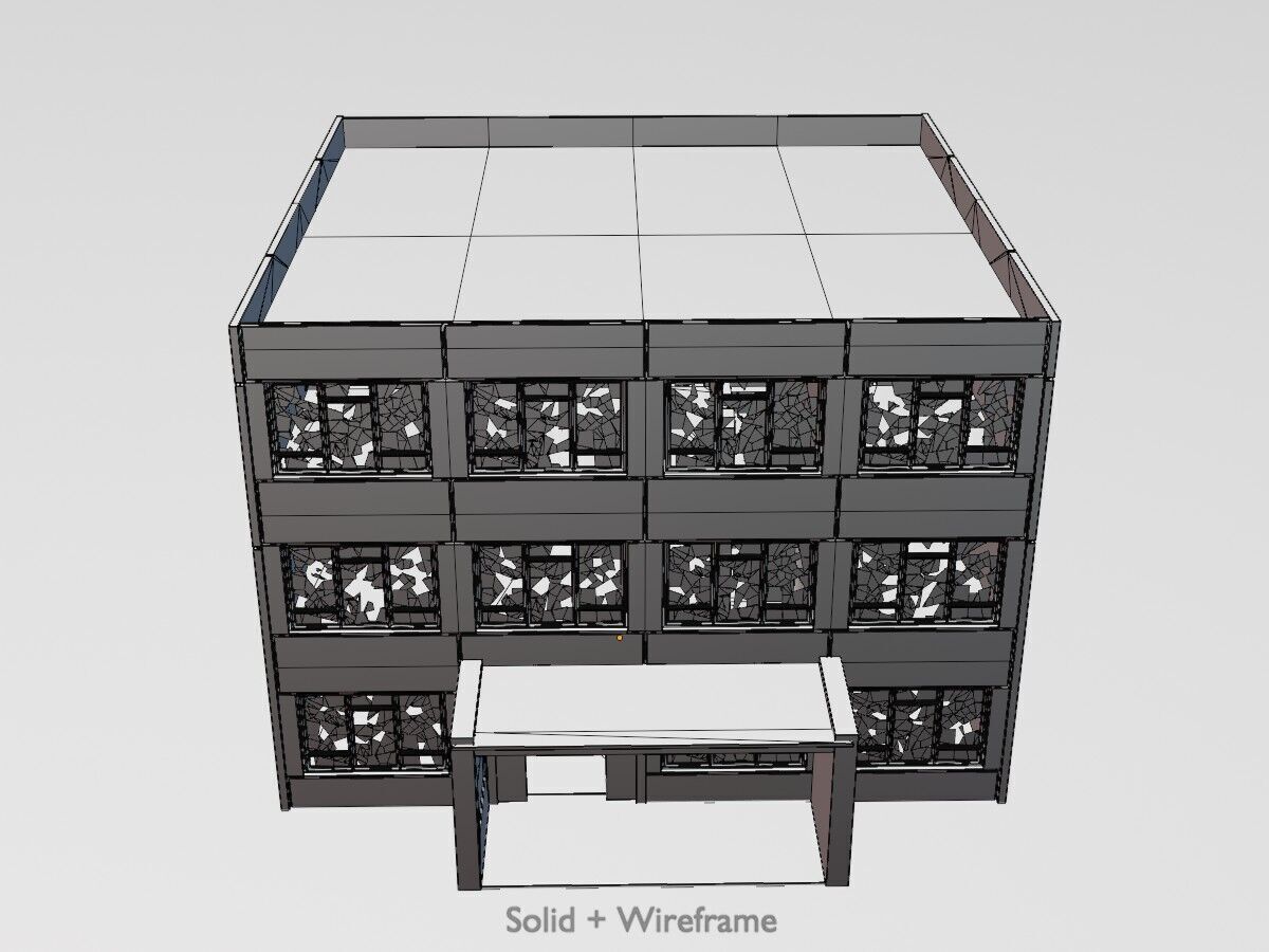 Old military barrack version 1 ruin 1 Low-poly 3D model_13