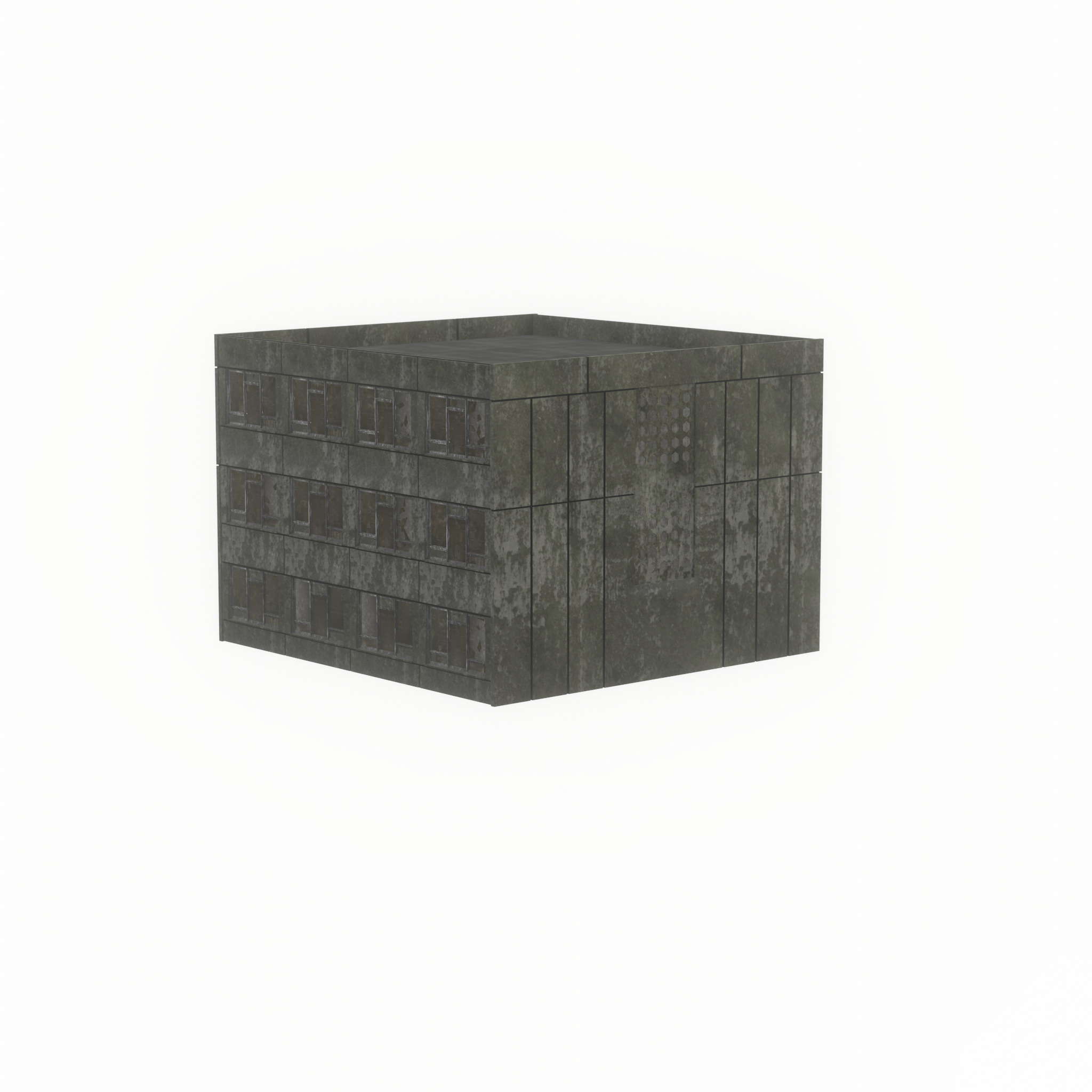 Old military barrack version 1 ruin 1 Low-poly 3D model_32