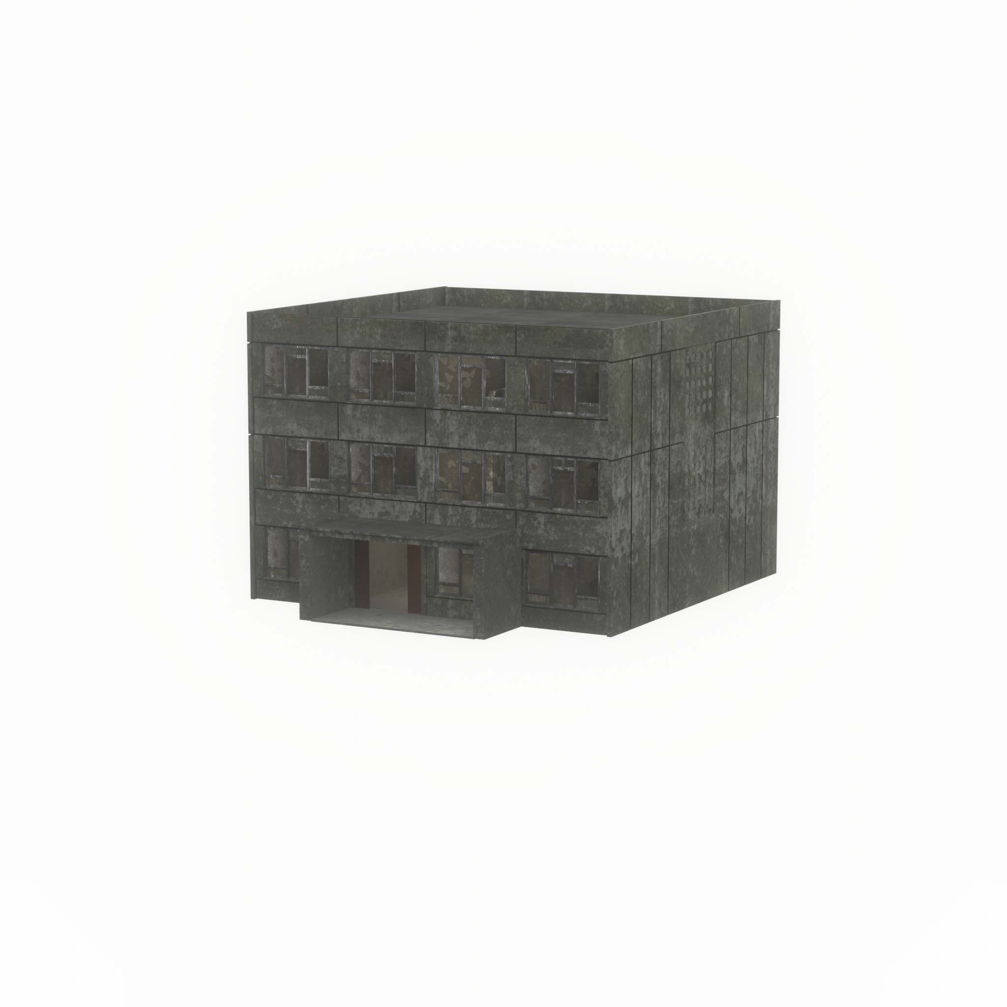 Old military barrack version 1 ruin 1 Low-poly 3D model_34