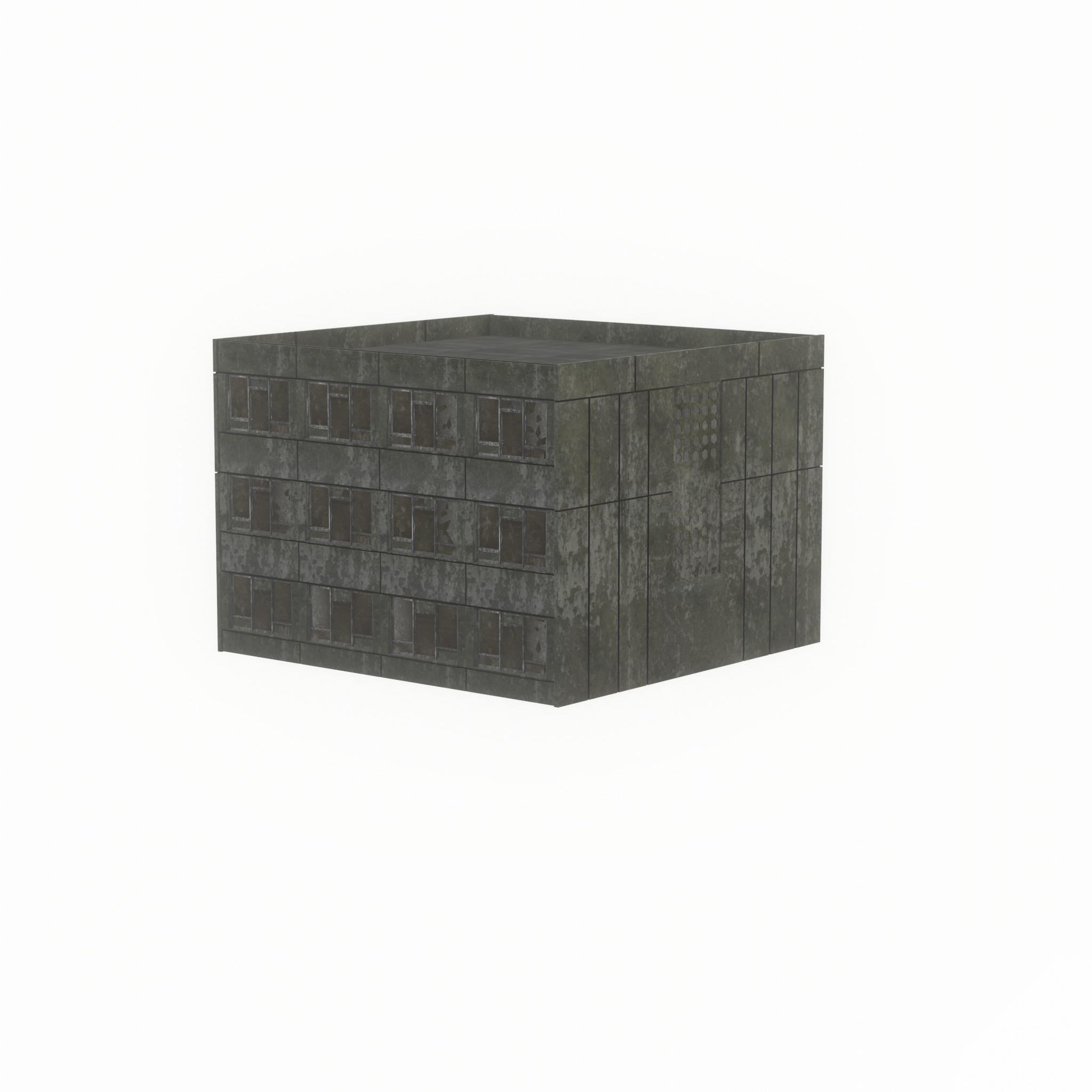 Old military barrack version 1 ruin 1 Low-poly 3D model_23