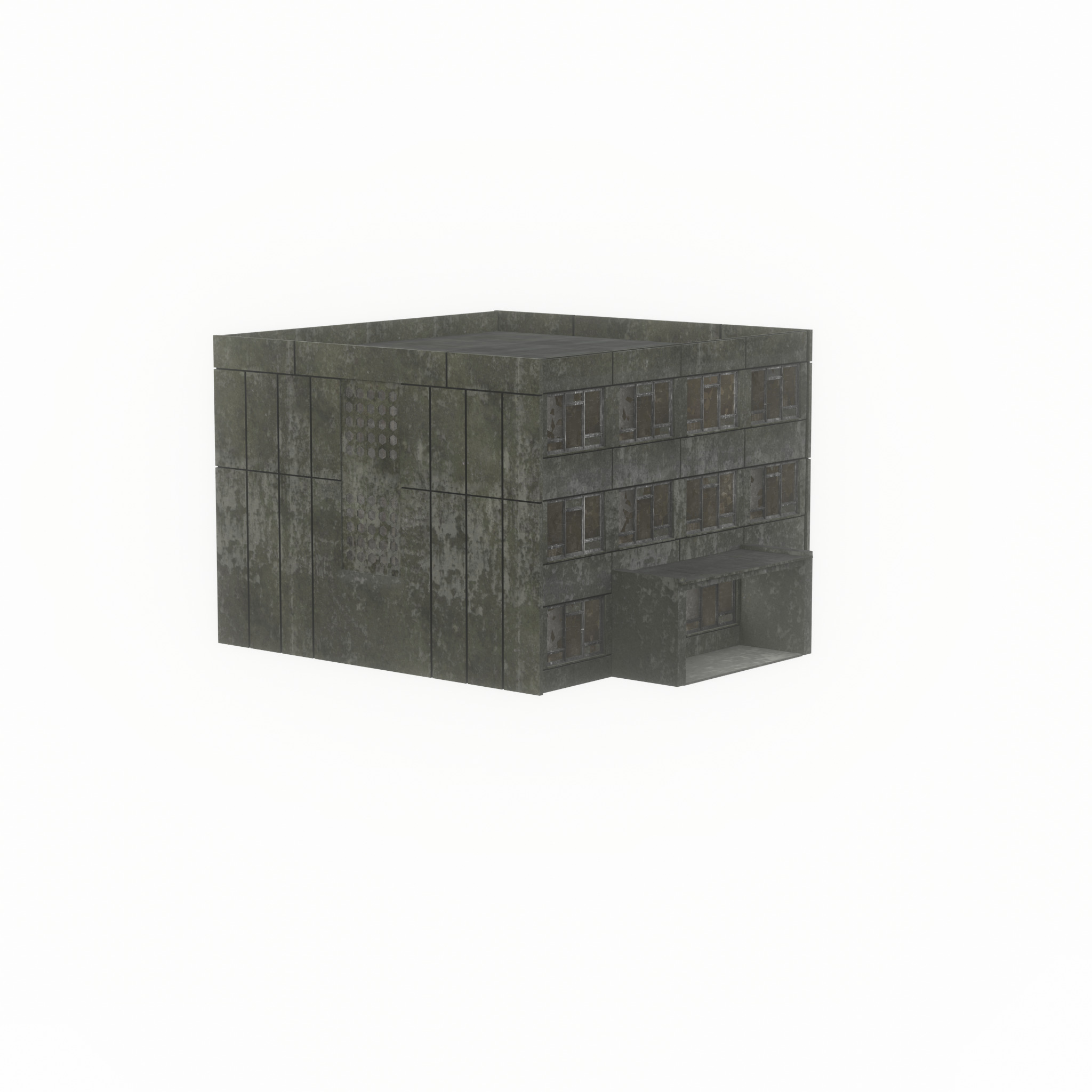 Old military barrack version 1 ruin 1 Low-poly 3D model_56