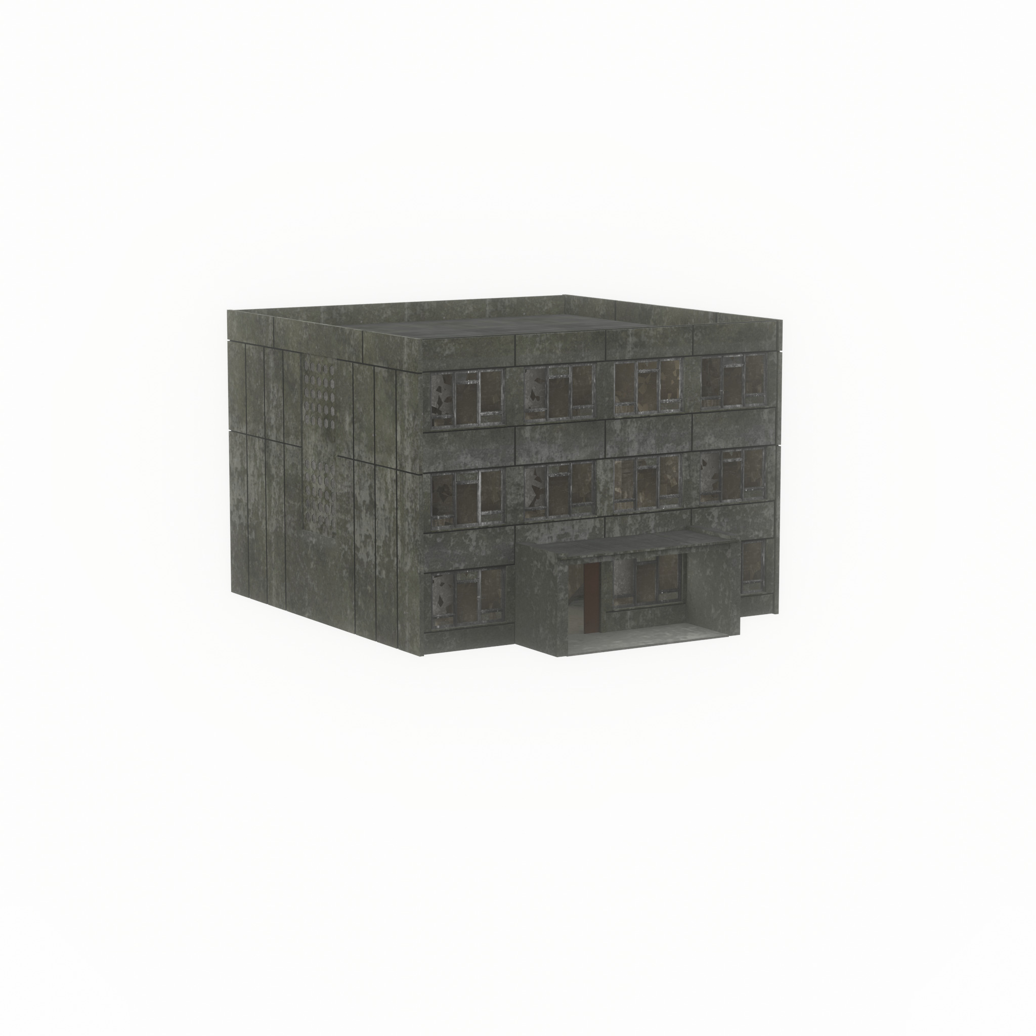 Old military barrack version 1 ruin 1 Low-poly 3D model_24