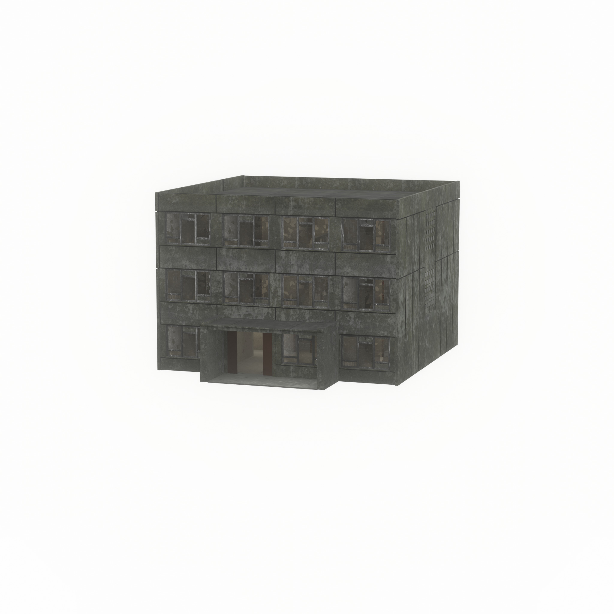 Old military barrack version 1 ruin 1 Low-poly 3D model_27