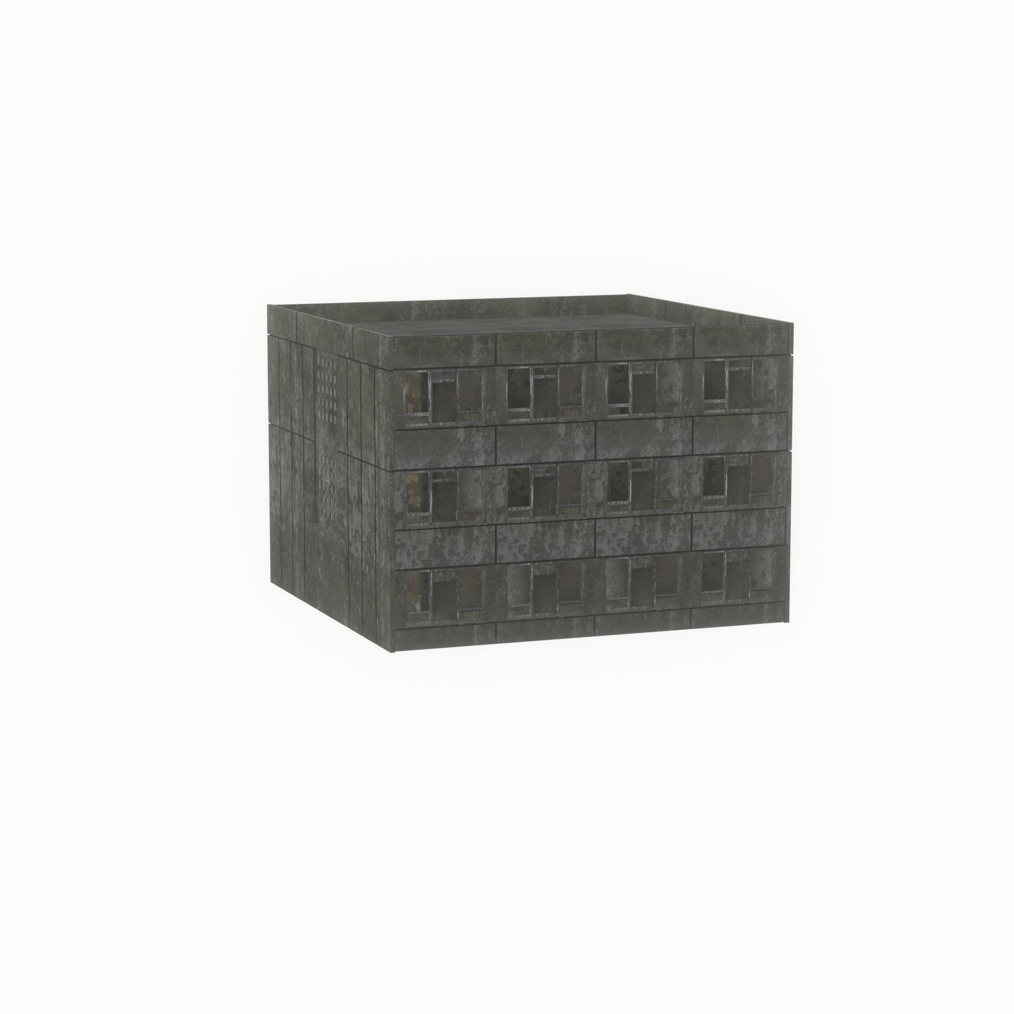 Old military barrack version 1 ruin 1 Low-poly 3D model_38