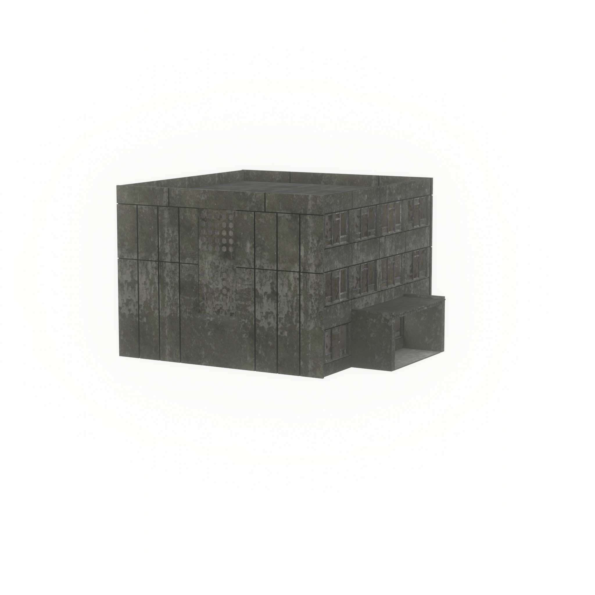 Old military barrack version 1 ruin 1 Low-poly 3D model_54