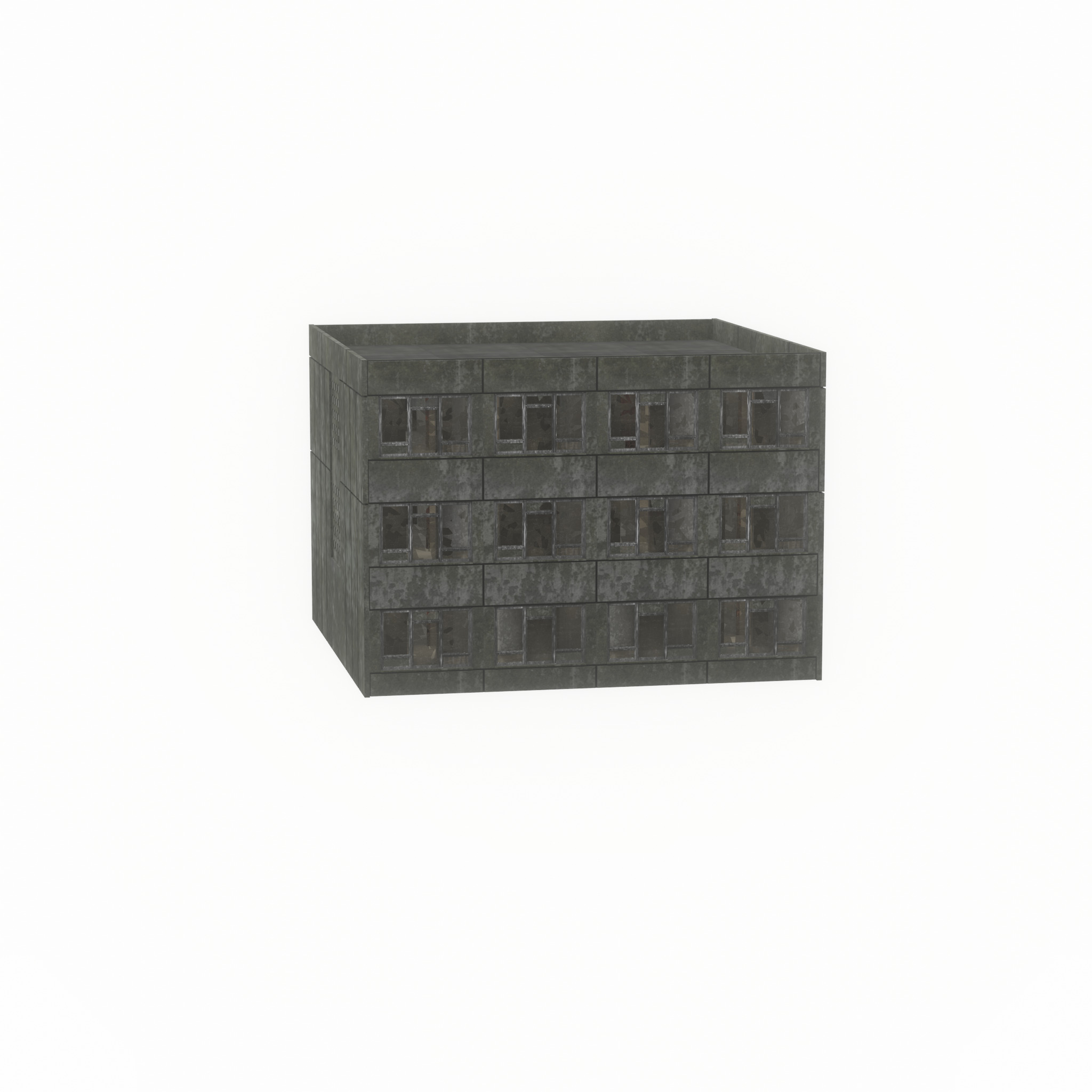 Old military barrack version 1 ruin 1 Low-poly 3D model_48