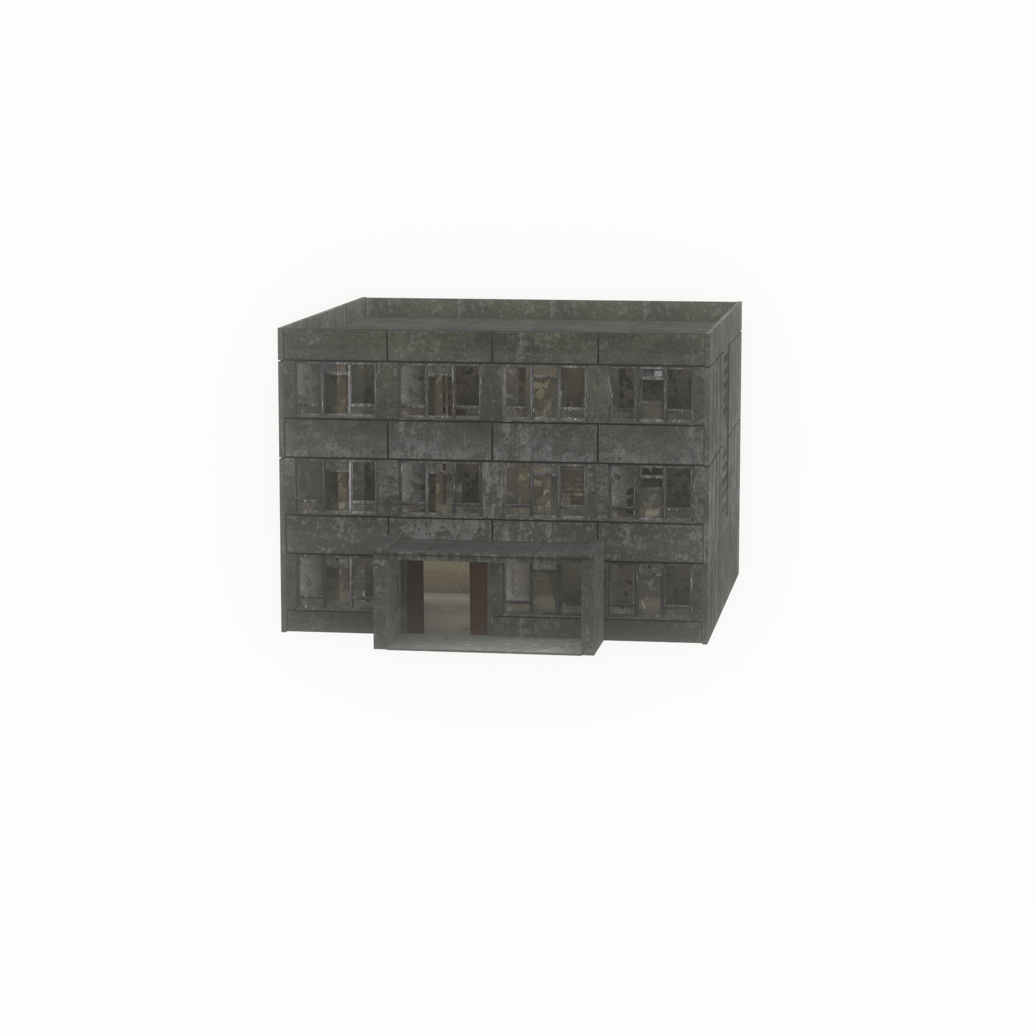 Old military barrack version 1 ruin 1 Low-poly 3D model_36