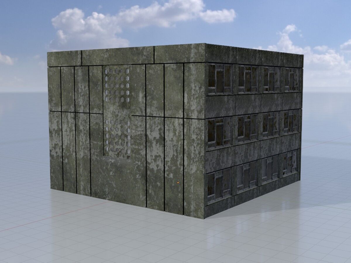 Old military barrack version 1 ruin 1 Low-poly 3D model_3