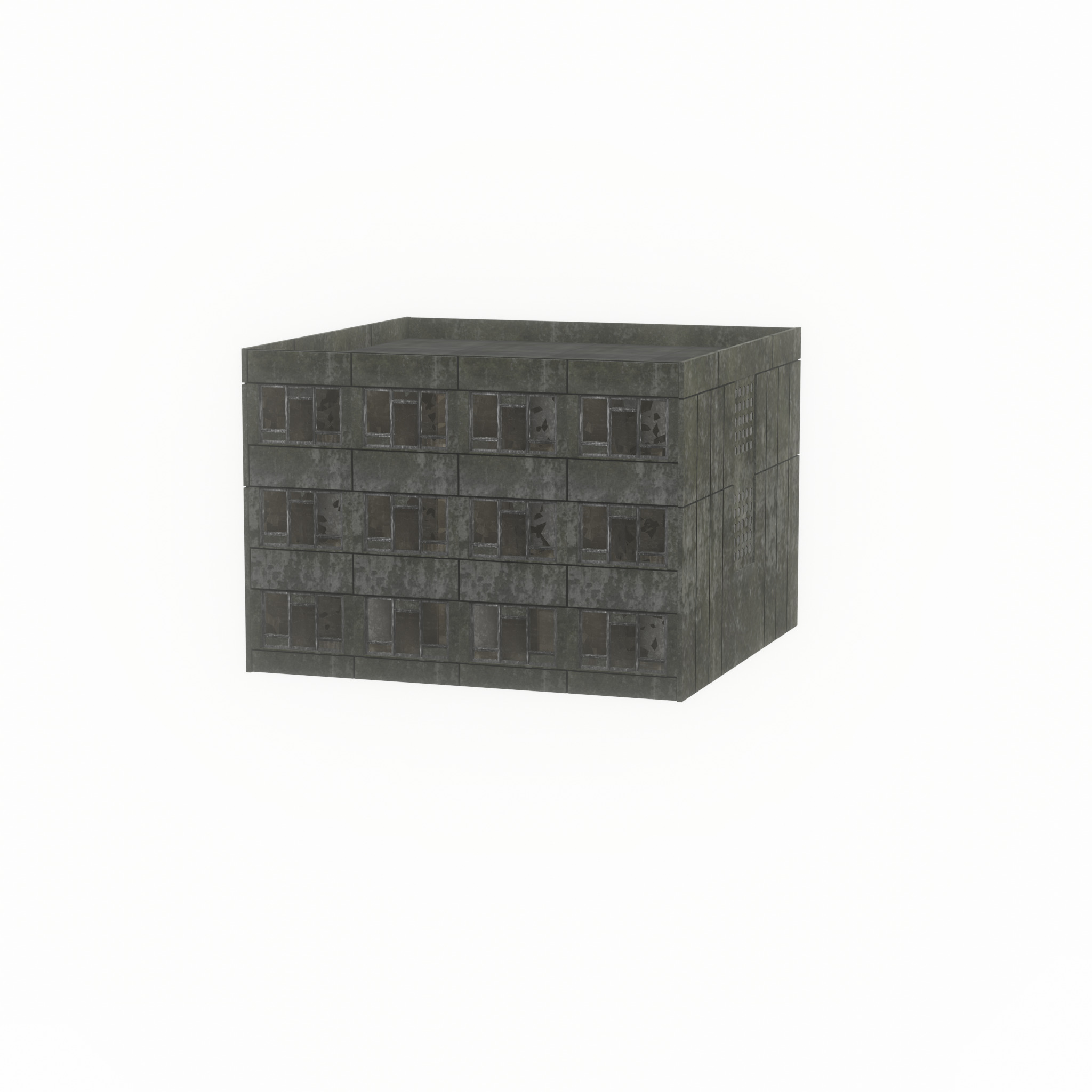 Old military barrack version 1 ruin 1 Low-poly 3D model_45